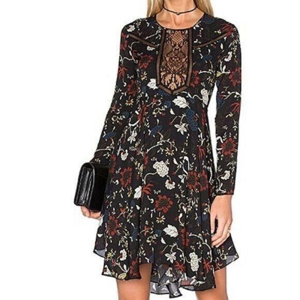 A.L.C. Cynthia dress floral silk women's size 0 fit and‎ flare dress lace